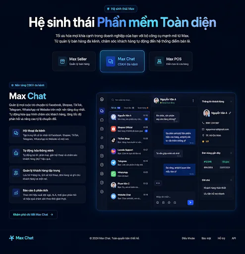 Giao diện chăm sóc khách hàng Max Chat